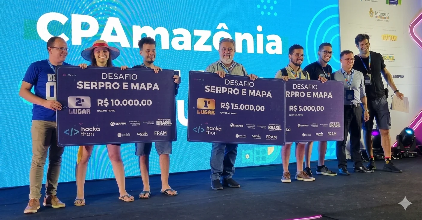 Receiving a hackathon award